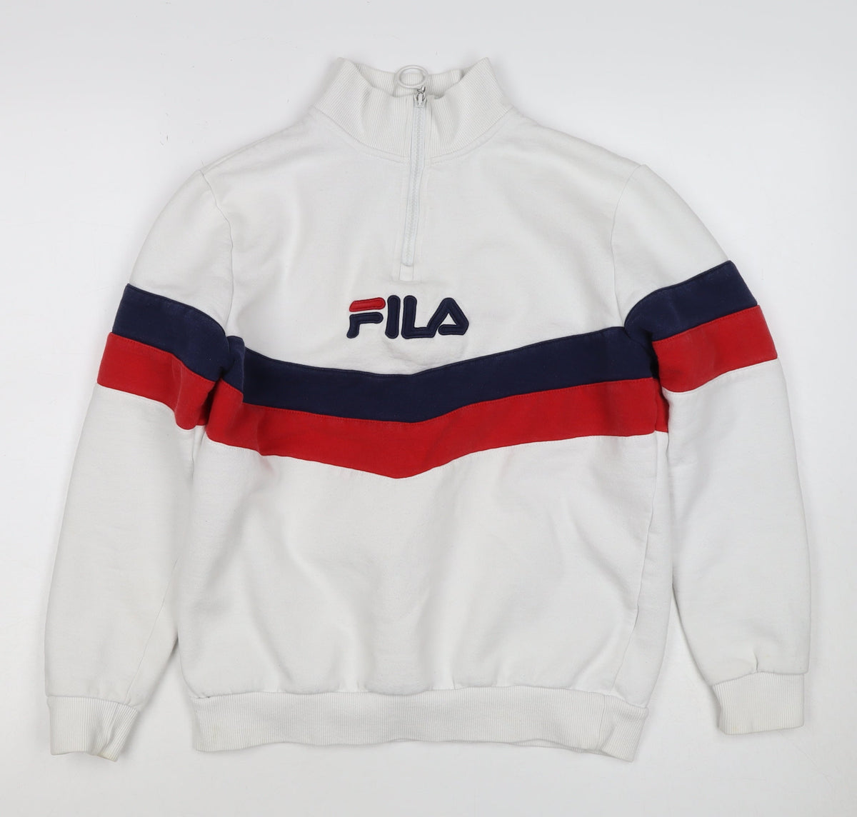 FILA Women’s White XS Colourblock 1/4 Zip Logo Sweatshirt