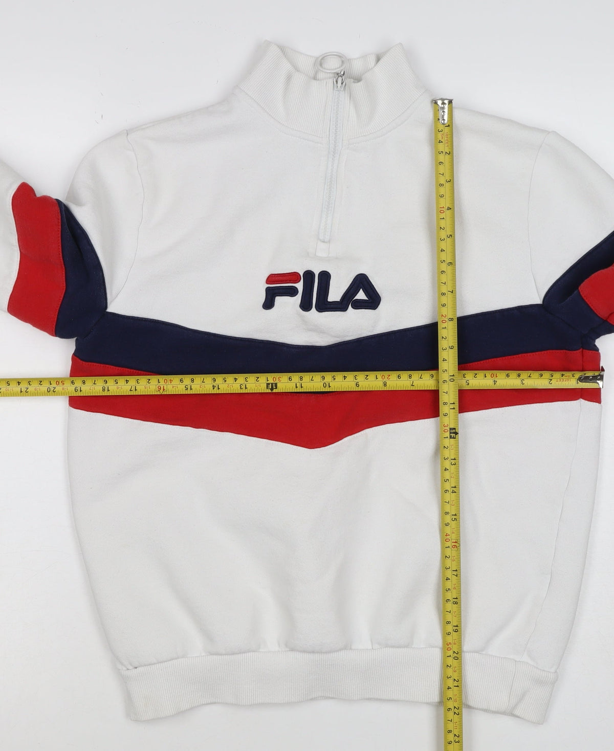 FILA Women’s White XS Colourblock 1/4 Zip Logo Sweatshirt
