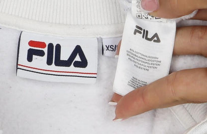 FILA Women’s White XS Colourblock 1/4 Zip Logo Sweatshirt