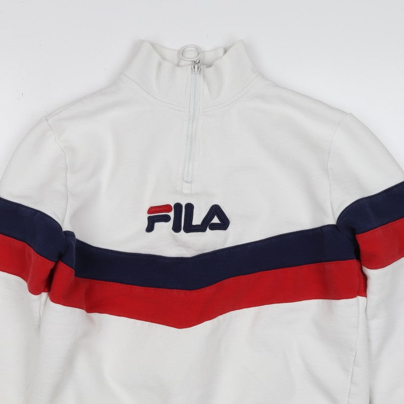 FILA Women’s White XS Colourblock 1/4 Zip Logo Sweatshirt