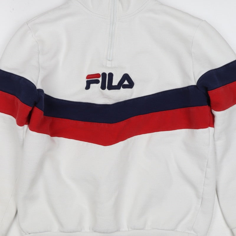 FILA Women’s White XS Colourblock 1/4 Zip Logo Sweatshirt