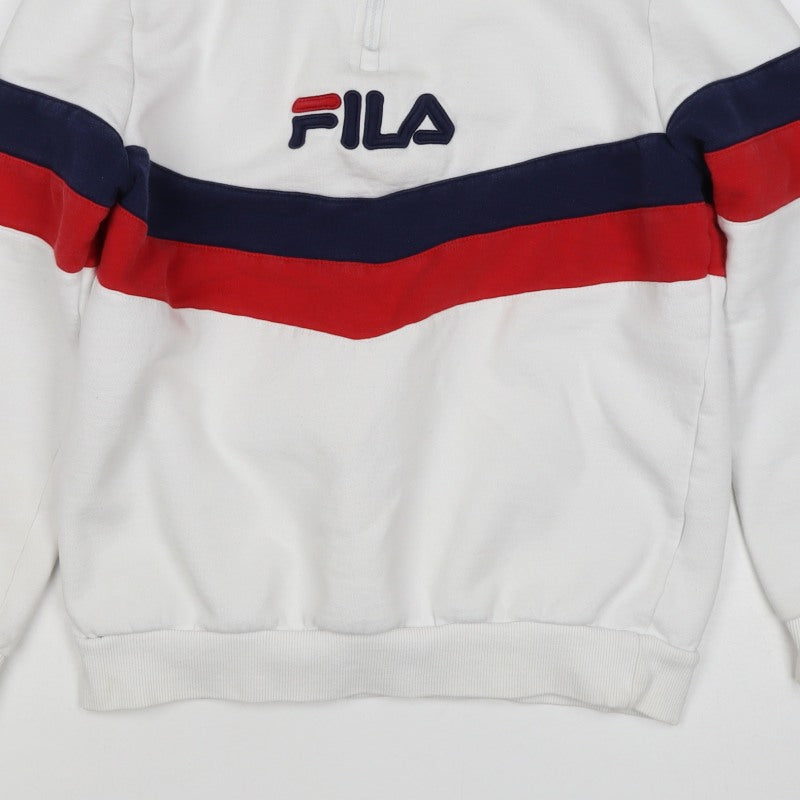 FILA Women’s White XS Colourblock 1/4 Zip Logo Sweatshirt