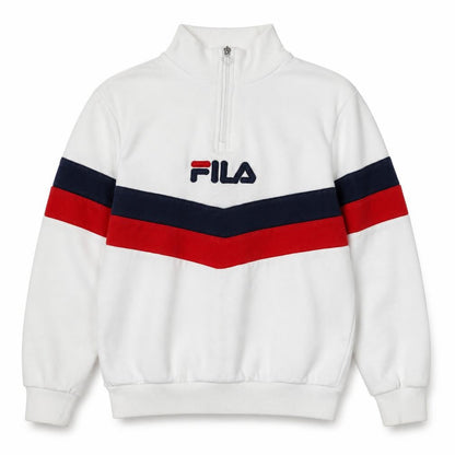 FILA Women’s White XS Colourblock 1/4 Zip Logo Sweatshirt