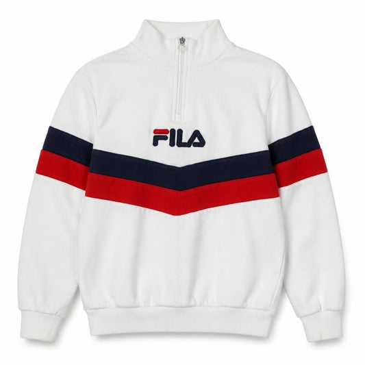 FILA Women’s White XS Colourblock 1/4 Zip Logo Sweatshirt