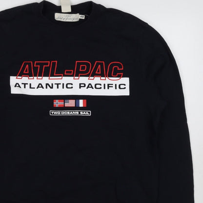 H&M Men’s Black S ATL-PAC Atlantic Pacific Graphic Crew Sweatshirt