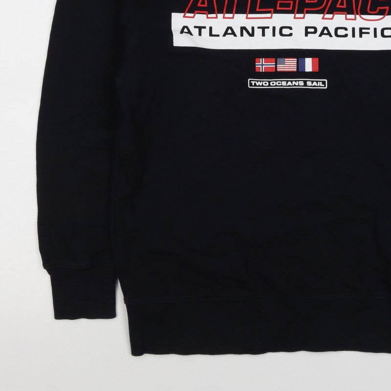 H&M Men’s Black S ATL-PAC Atlantic Pacific Graphic Crew Sweatshirt