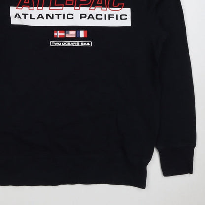 H&M Men’s Black S ATL-PAC Atlantic Pacific Graphic Crew Sweatshirt