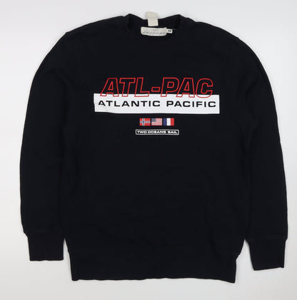 H&M Men’s Black S ATL-PAC Atlantic Pacific Graphic Crew Sweatshirt