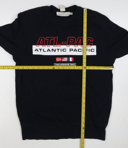 H&M Men’s Black S ATL-PAC Atlantic Pacific Graphic Crew Sweatshirt
