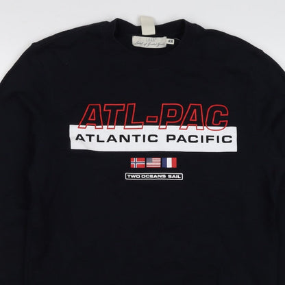 H&M Men’s Black S ATL-PAC Atlantic Pacific Graphic Crew Sweatshirt