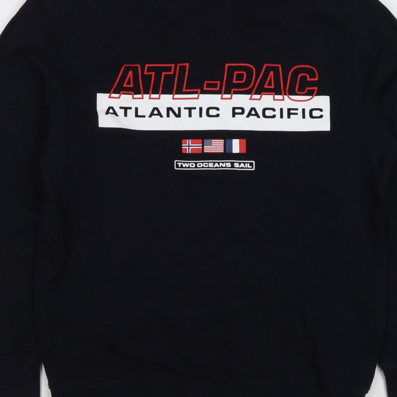 H&M Men’s Black S ATL-PAC Atlantic Pacific Graphic Crew Sweatshirt