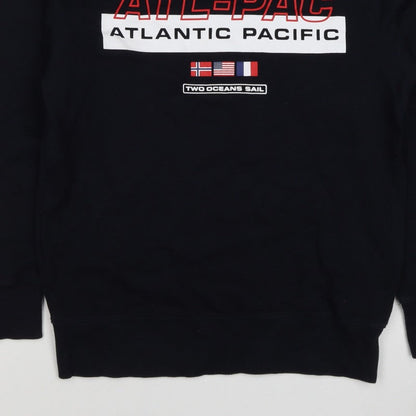 H&M Men’s Black S ATL-PAC Atlantic Pacific Graphic Crew Sweatshirt