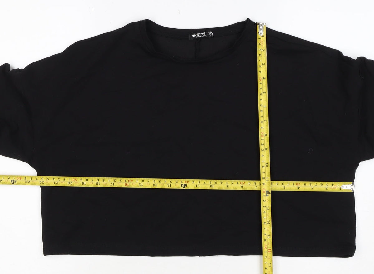 Nasty Gal Women’s Black UK 12 Cropped Pullover Crew Neck Sweatshirt