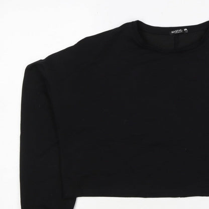 Nasty Gal Women’s Black UK 12 Cropped Pullover Crew Neck Sweatshirt
