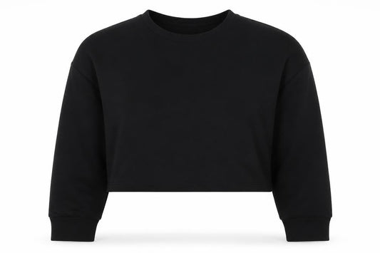 Nasty Gal Women’s Black UK 12 Cropped Pullover Crew Neck Sweatshirt