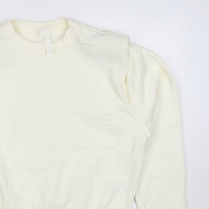 H&M Women Ivory S Pullover Crew Neck Raglan Sweatshirt