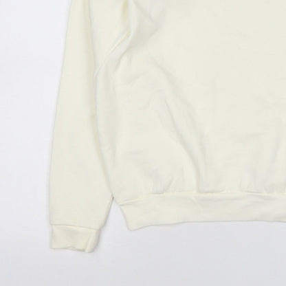 H&M Women Ivory S Pullover Crew Neck Raglan Sweatshirt