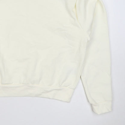 H&M Women Ivory S Pullover Crew Neck Raglan Sweatshirt