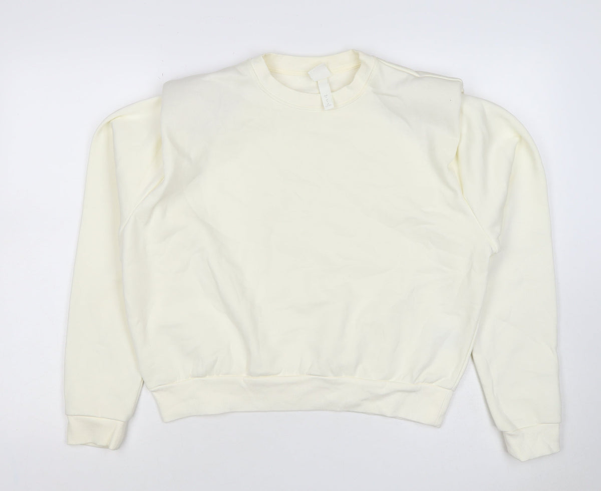 H&M Women Ivory S Pullover Crew Neck Raglan Sweatshirt