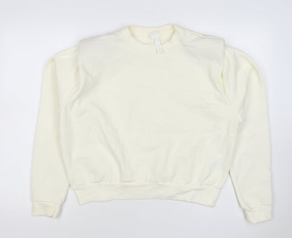 H&M Women Ivory S Pullover Crew Neck Raglan Sweatshirt