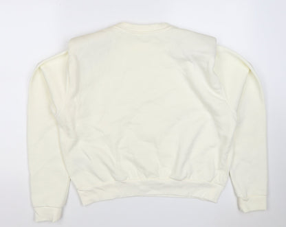 H&M Women Ivory S Pullover Crew Neck Raglan Sweatshirt