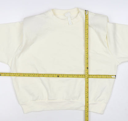 H&M Women Ivory S Pullover Crew Neck Raglan Sweatshirt