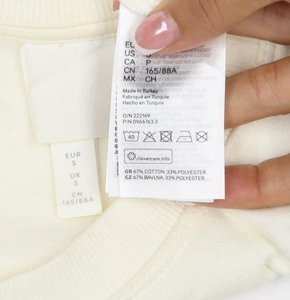 H&M Women Ivory S Pullover Crew Neck Raglan Sweatshirt