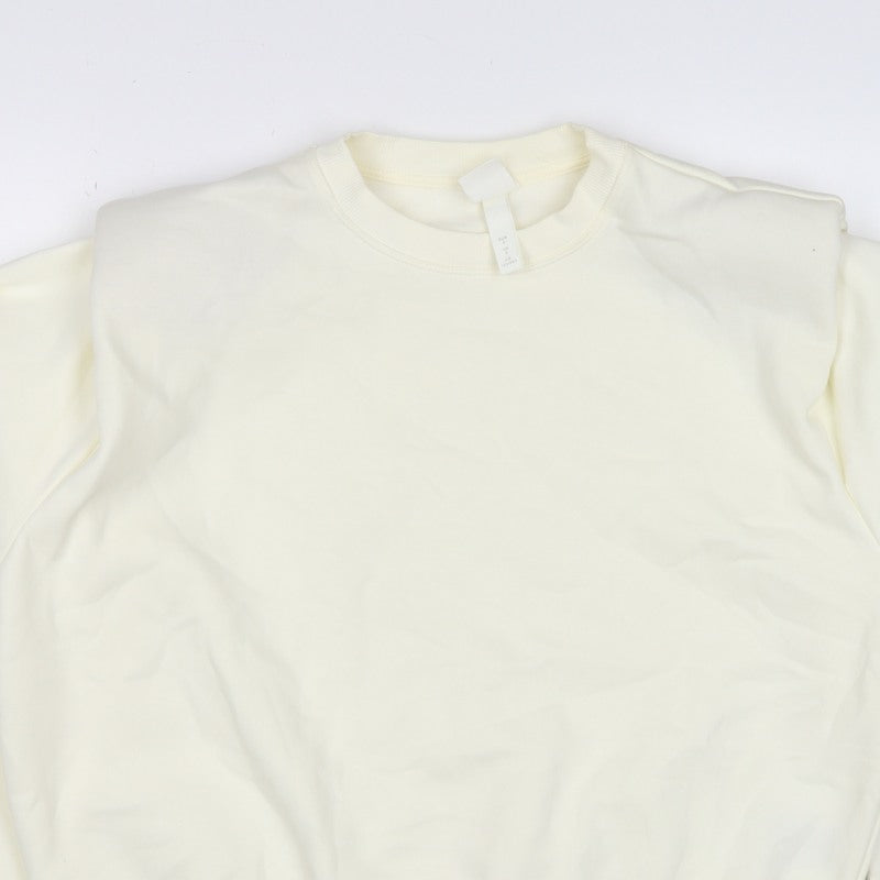 H&M Women Ivory S Pullover Crew Neck Raglan Sweatshirt