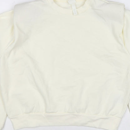 H&M Women Ivory S Pullover Crew Neck Raglan Sweatshirt