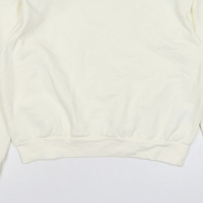 H&M Women Ivory S Pullover Crew Neck Raglan Sweatshirt