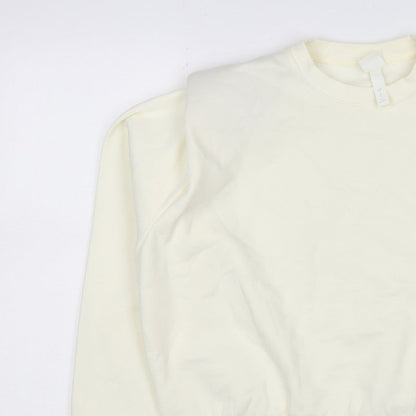 H&M Women Ivory S Pullover Crew Neck Raglan Sweatshirt