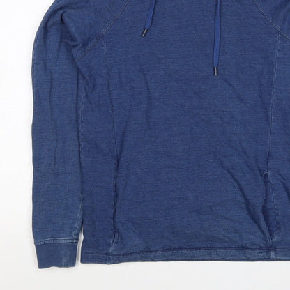 Folk Women’s Blue Cotton Hooded Pullover Sweatshirt Size L