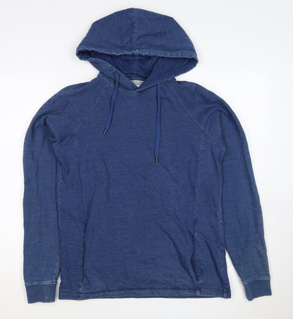 Folk Women’s Blue Cotton Hooded Pullover Sweatshirt Size L