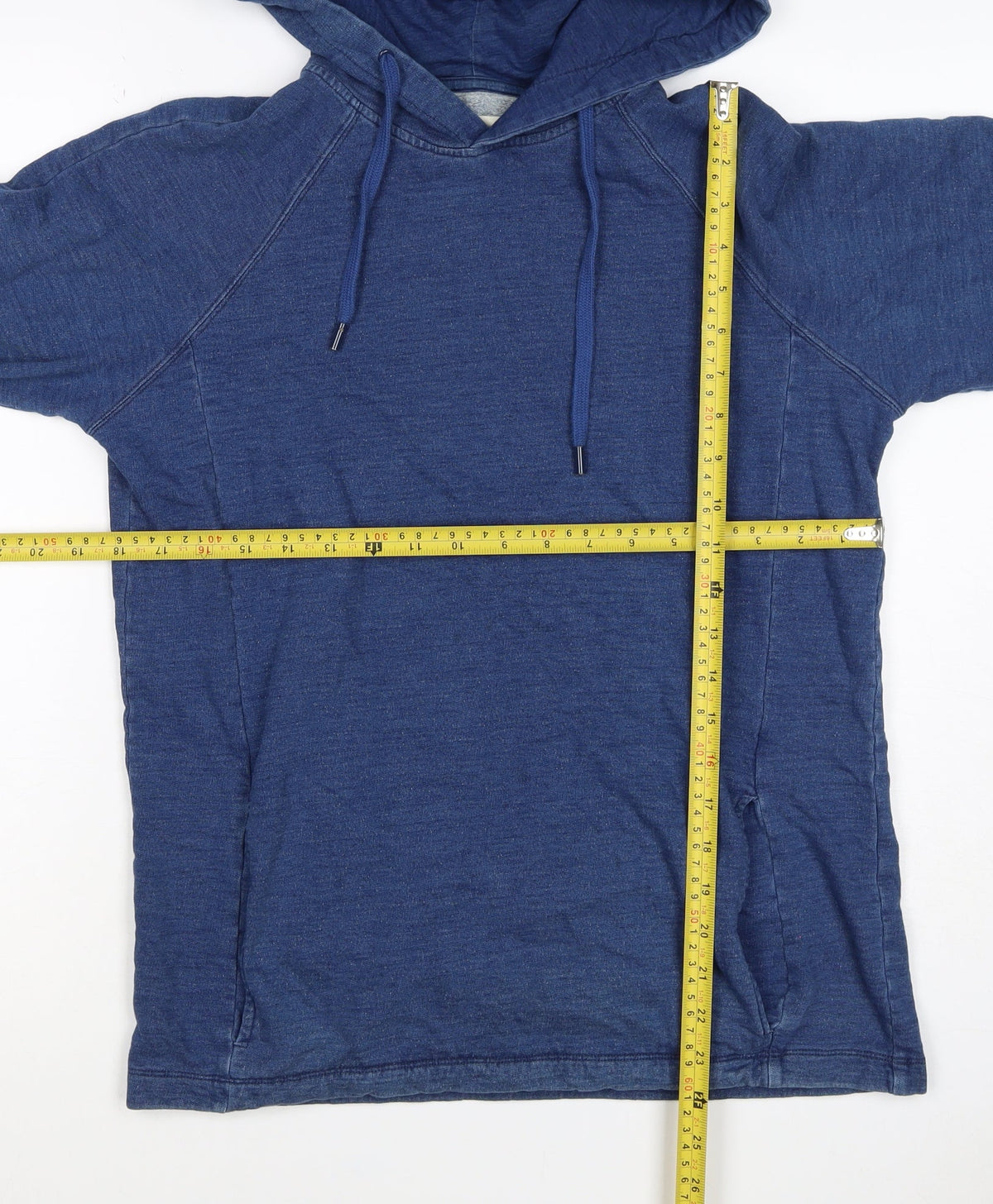 Folk Women’s Blue Cotton Hooded Pullover Sweatshirt Size L