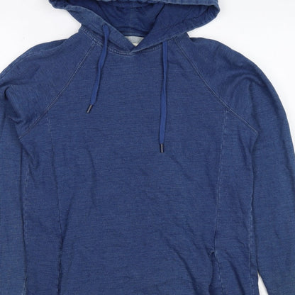 Folk Women’s Blue Cotton Hooded Pullover Sweatshirt Size L