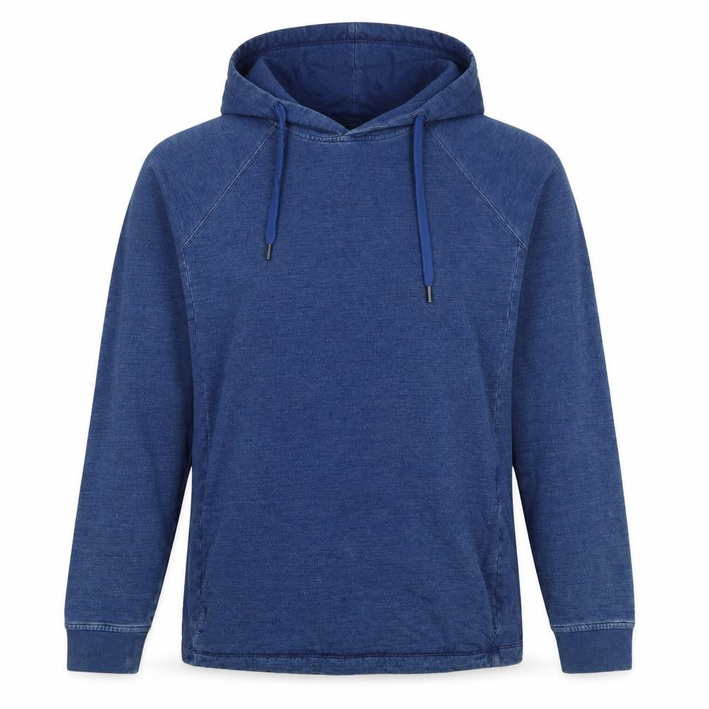 Folk Women’s Blue Cotton Hooded Pullover Sweatshirt Size L