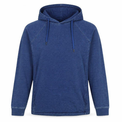 Folk Women’s Blue Cotton Hooded Pullover Sweatshirt Size L