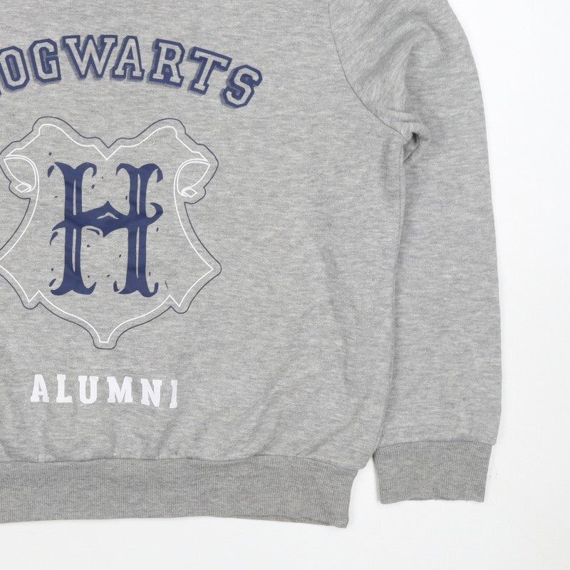 Harry Potter Womens Grey M Hogwarts Alumni Fleece Pullover Sweatshirt