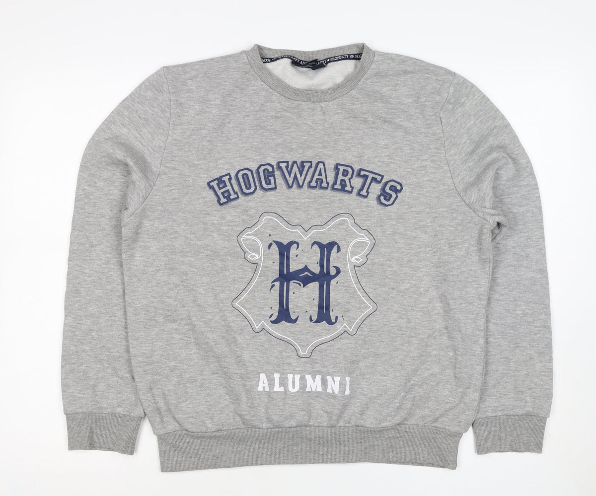 Harry Potter Womens Grey M Hogwarts Alumni Fleece Pullover Sweatshirt