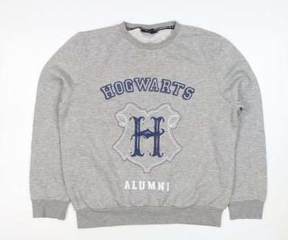 Harry Potter Womens Grey M Hogwarts Alumni Fleece Pullover Sweatshirt