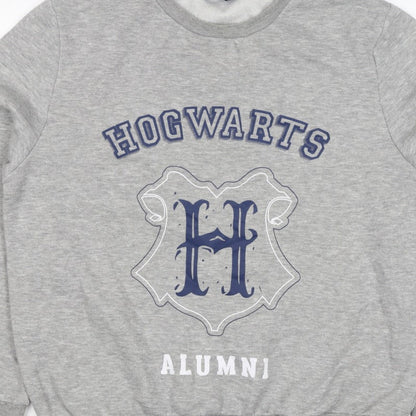 Harry Potter Womens Grey M Hogwarts Alumni Fleece Pullover Sweatshirt