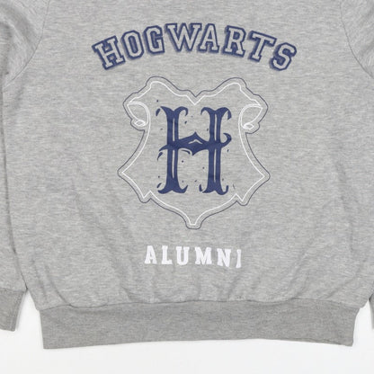 Harry Potter Womens Grey M Hogwarts Alumni Fleece Pullover Sweatshirt