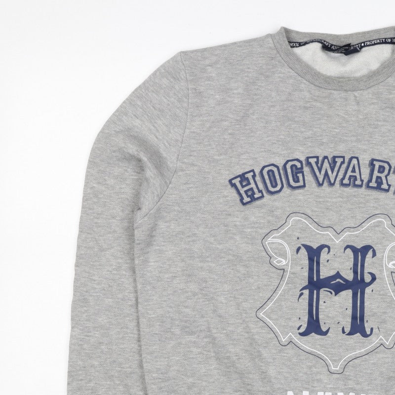 Harry Potter Womens Grey M Hogwarts Alumni Fleece Pullover Sweatshirt