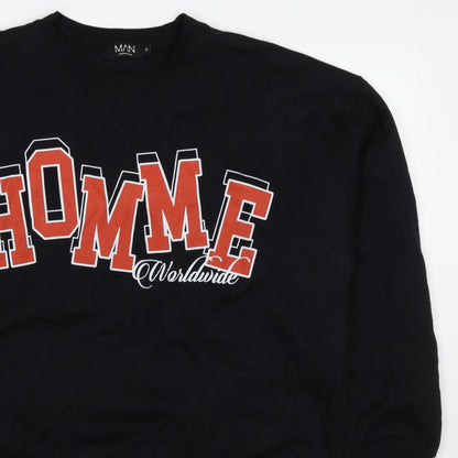 boohooMAN Men’s Black M Home Worldwide Graphic Print Crew Sweatshirt