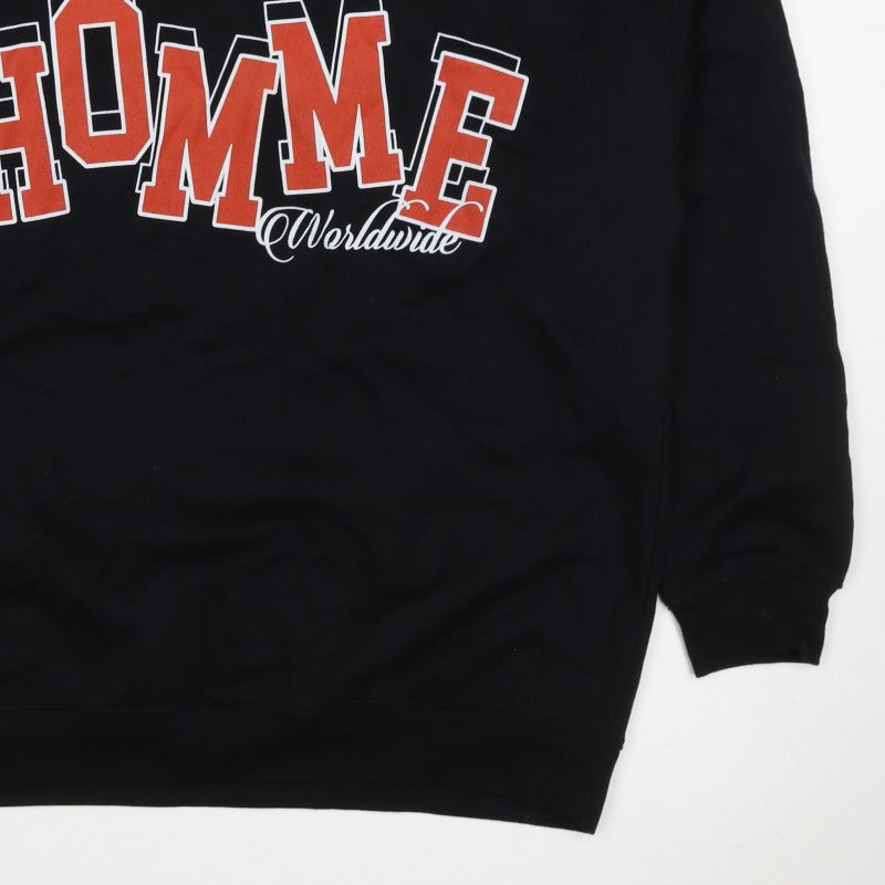 boohooMAN Men’s Black M Home Worldwide Graphic Print Crew Sweatshirt