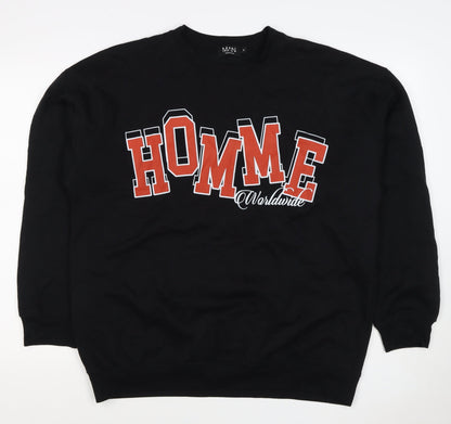 boohooMAN Men’s Black M Home Worldwide Graphic Print Crew Sweatshirt