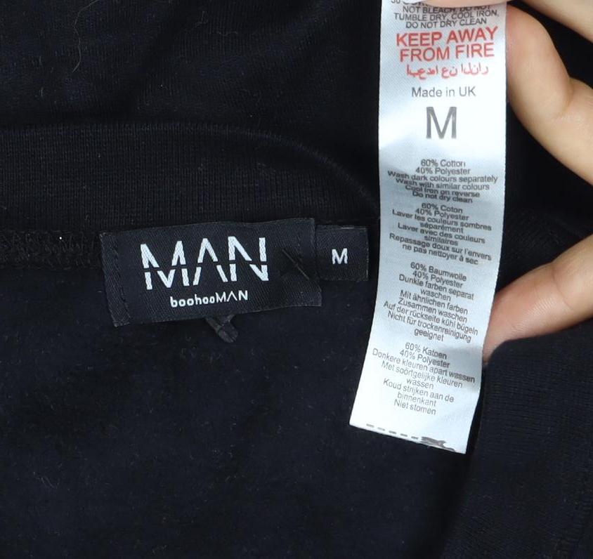 boohooMAN Men’s Black M Home Worldwide Graphic Print Crew Sweatshirt