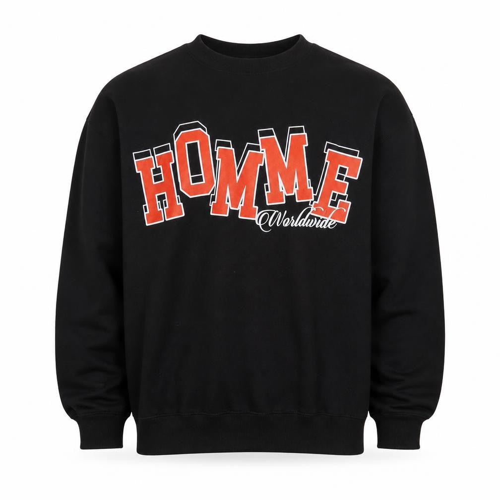 boohooMAN Men’s Black M Home Worldwide Graphic Print Crew Sweatshirt