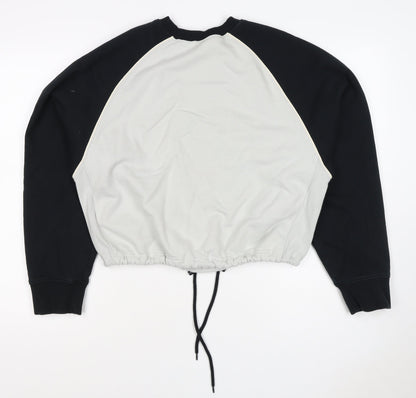 Moussy Women Black White One Size Logo Embroidered Drawstring Sweatshirt