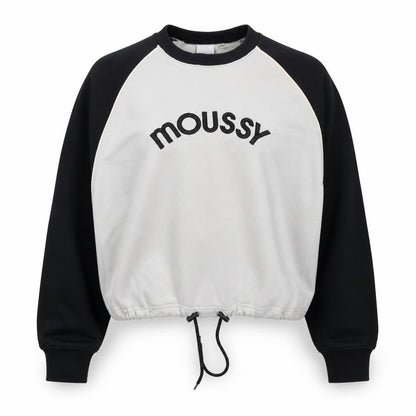 Moussy Women Black White One Size Logo Embroidered Drawstring Sweatshirt